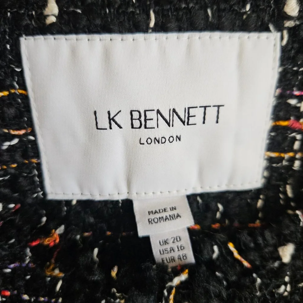 LK Bennett Angelica Black Multi Fleck Italian Tweed Jacket Classy Work US 16 - Picture 4 of 7